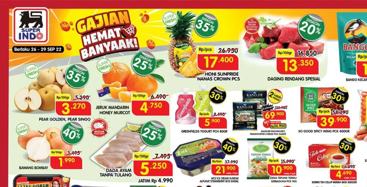 Promo Superindo 29 September 2022, Promo Weekday yang Berakhir Hari Ini