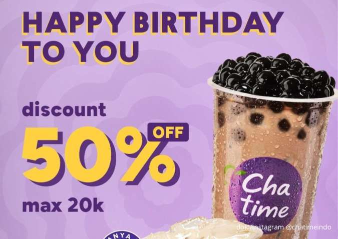 Promo Chatime Birthday Treats, Pakai Aplikasi F&B ID dan Dapatkan Diskon 50%