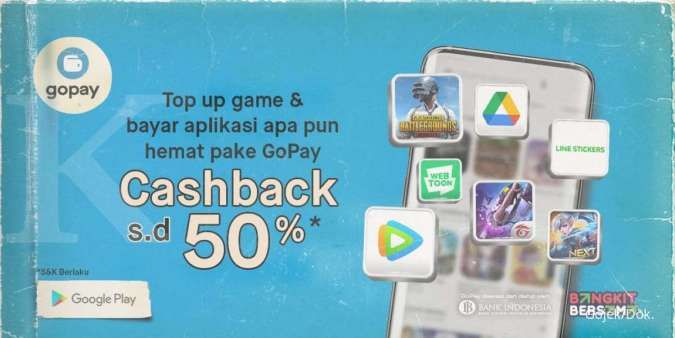 Promo top up game di Google Play pakai GoPay cashback hingga 50% sepanjang September