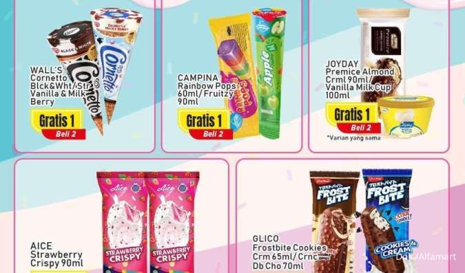 Promo Alfamart Carnaval Ice Cream 16-31 Januari 2025, Cornetto-Aice Beli 2 Gratis 1