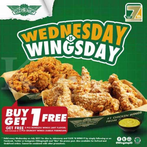 Promo Wingstop Hari Ini 28 Juli 2021, Beli 1 Gratis 1 di Wednesday is Wingsday