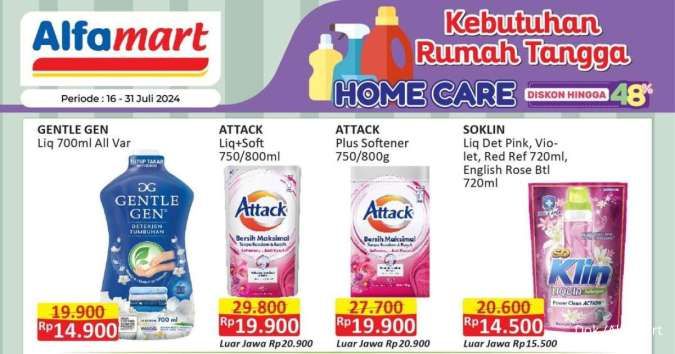 Promo Alfamart Home Care s/d 31 Juli 2024, Detergent-Pencuci Piring Diskon hingga 48%