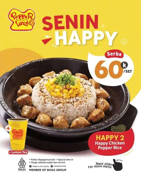 Promo Pepper Lunch Senin Happy 2 Serba Rp 60.000