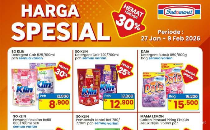 Promo Indomaret Harga Spesial Akhir Januari 2026, Ada So Klin Diskon 30%