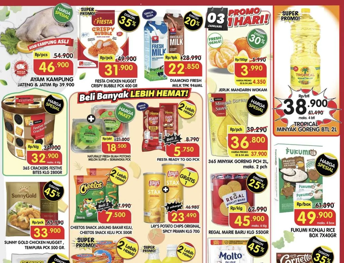 Promo Superindo Hari Ini 2-4 Januari 2026, Ada Diskon 45% dan Beli 1 Gratis 1