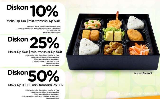 Promo HokBen di ShopeePay & SPayLater 30 Juni 2025, Hari Terakhir Diskon Sampai 50%