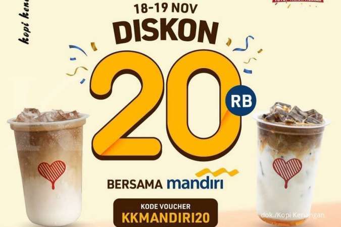 Promo Kopi Kenangan 18-19 November, Diskon Rp 20.000 Khusus Kartu Kredit Mandiri