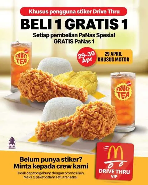 Promo McD Drive Thru Beli 1 Gratis 1