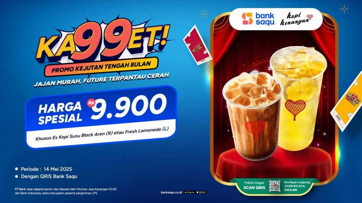 Promo Bank Saqu 14-16 Mei 2025 di Kopi Kenangan, Janji Jiwa dan Tomoro Coffee