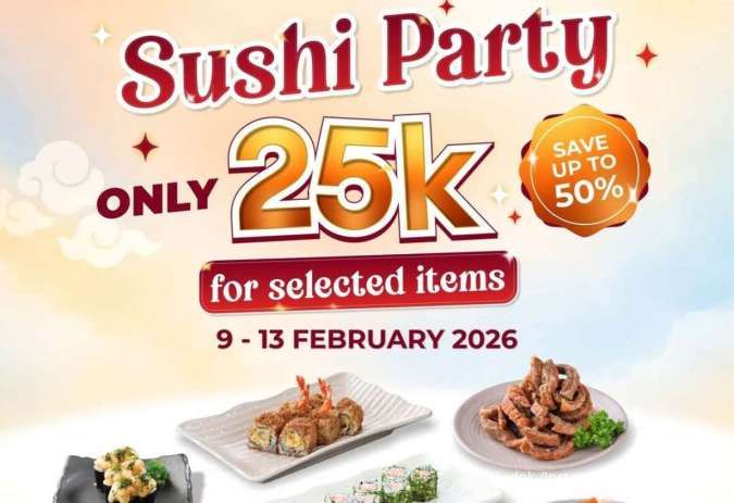 Promo Sushi Party di Sushi Tei Jogja: Lebih 20 Menu Spesial Hanya Rp 25.000