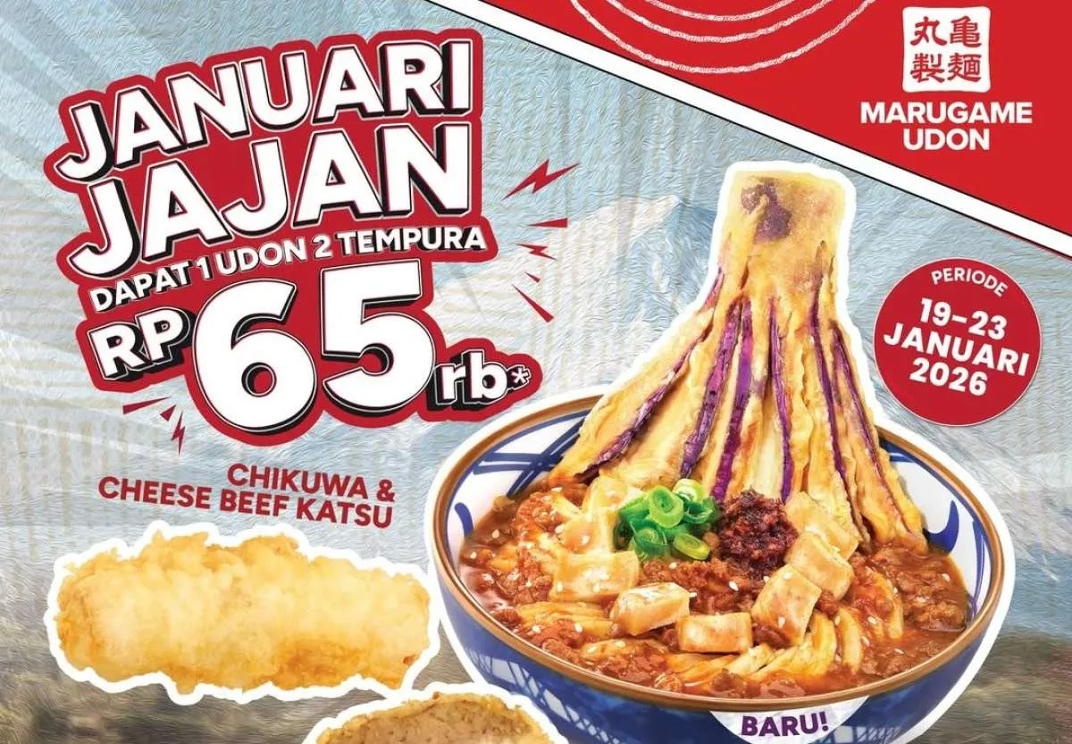 Promo Marugame Udon Januari 2026, Paket 1 Udon & 2 Tempura Harga Spesial