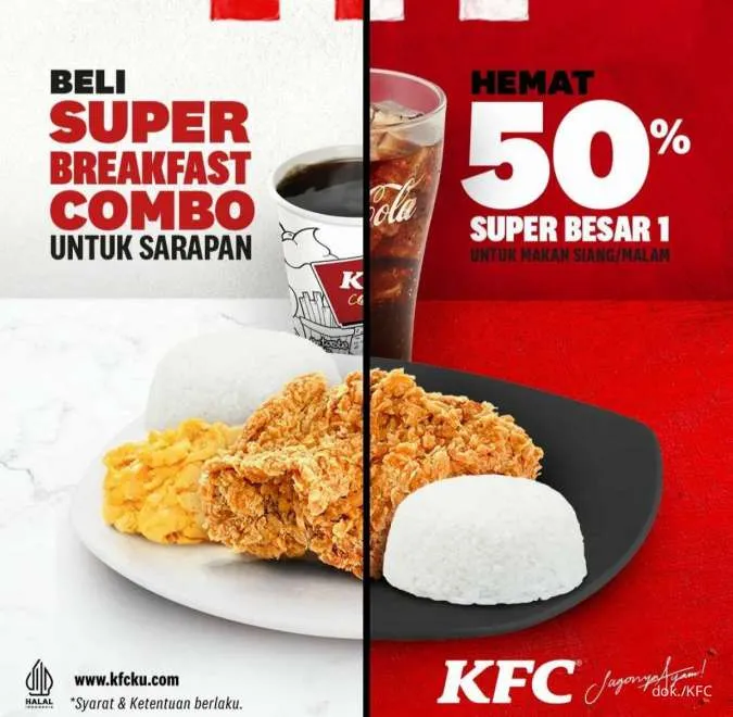 Promo KFC tukar struk Super Breakfast Combo dapat diskon 50% Super Besar 1