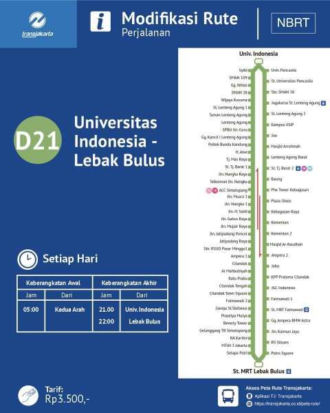 Transjakarta Modifikasi Rute UI-Lebak Bulus Mulai 23 Juli 2025
