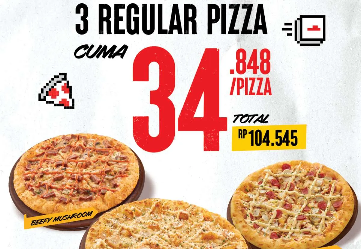Hari Terakhir! Promo PHD 7.7 Pasti Hot Deals, 3 Regular Pizza Cuma Rp 34.000-an/Pizza