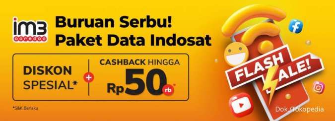 Promo Tokopedia Juli 2022, Dapatkan Cashback Rp 50.000 Saat Beli Paket Data Indosat 