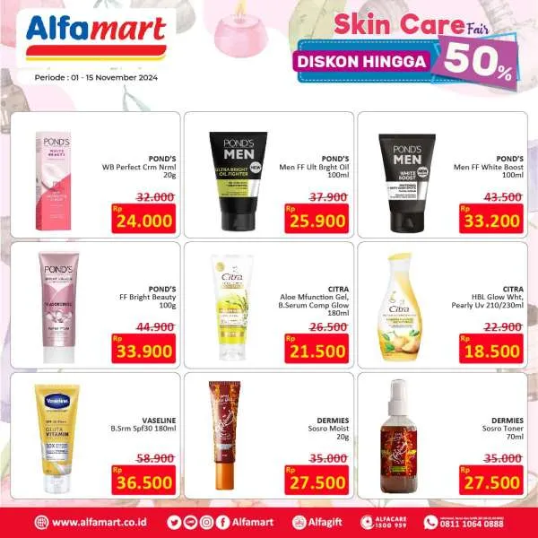 Promo Alfamart Skincare Fair Diskon s/d 50% Periode 1-15 November 2024