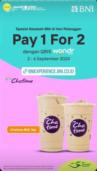 Promo Wondr by BNI di Chatime 2-6 September 2024