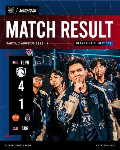 Hasil Grand Final MSC 2025 X EWC, Team Liquid PH Juara 1