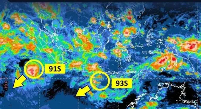 2 Bibit Siklon Tropis Kepung Indonesia, Cuaca Hujan Lebat Guyur Provins Ini 