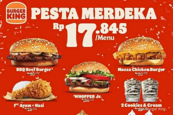 Promo Burger King 1-21 Agustus 2022, Pesta Merdeka Semua Menu Serba Rp 17.000