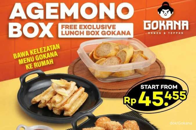 Promo Gokana Agemono Box, Beli Aneka Side Dish Dapat Gratis Lunch Box Rp 45.455