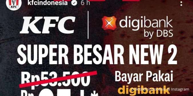 Promo KFC dengan Digibank Oktober 2023, Super Besar New 2 Hanya Rp 35.000-an Saja