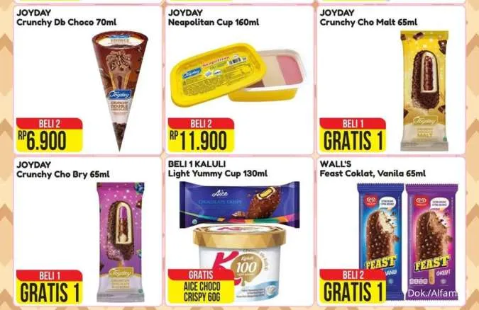 Promo Alfamart Carnaval Ice Cream 16-31 Agustus 2025, Beli 1 Gratis 1 Joyday-Kaluli