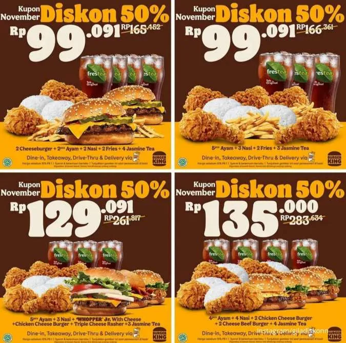 Promo Burger King Kupon November diskon 50% 