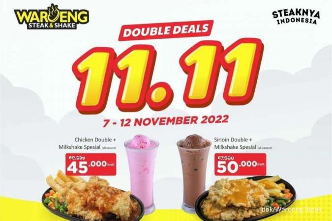 Promo 11.11 Waroeng Steak Terbaru Paket Double Deals Berlaku 7-12 November 2022