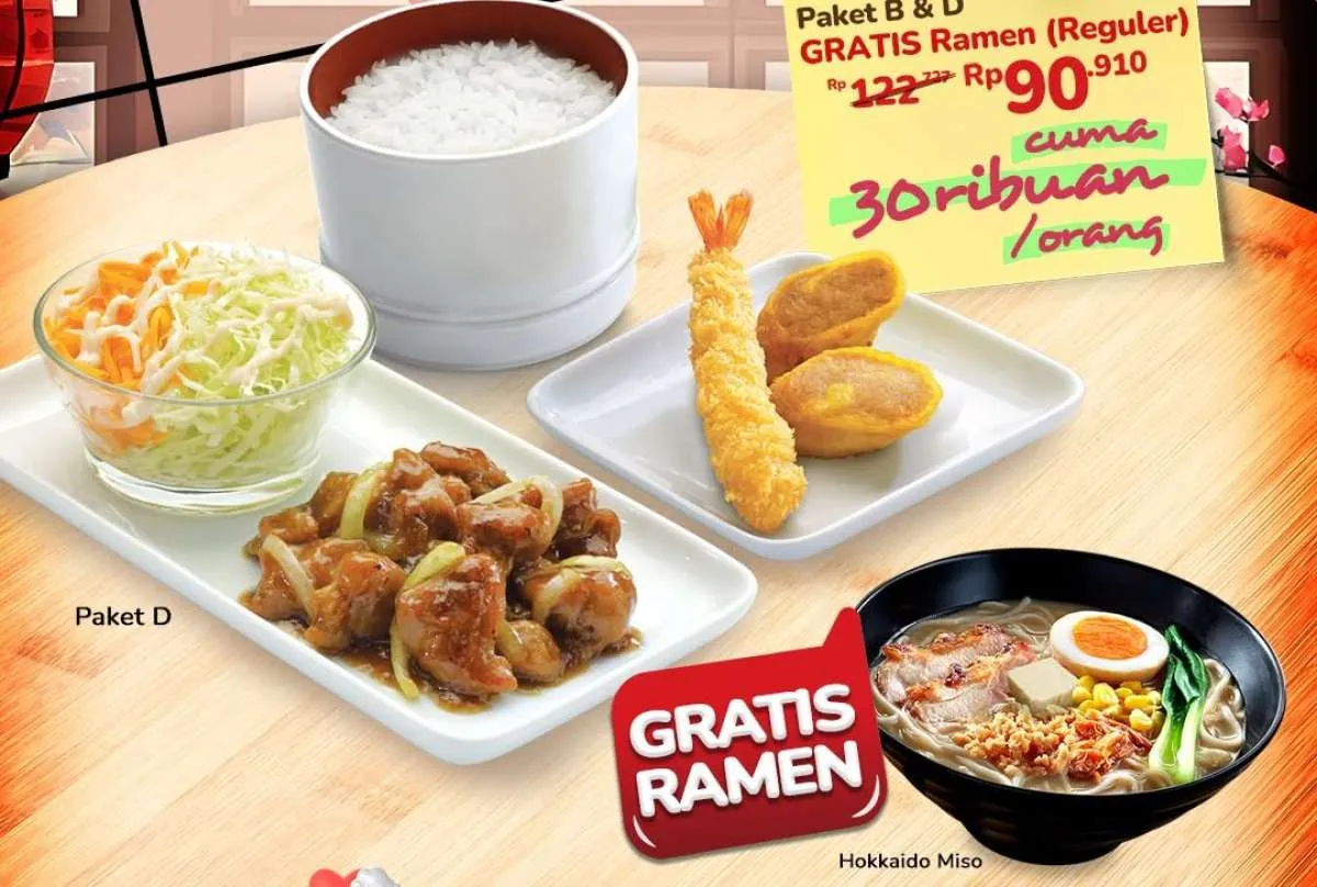 Promo HokBen Gratis Yakimeshi Burito dan Ramen, Berlaku Februari 2026