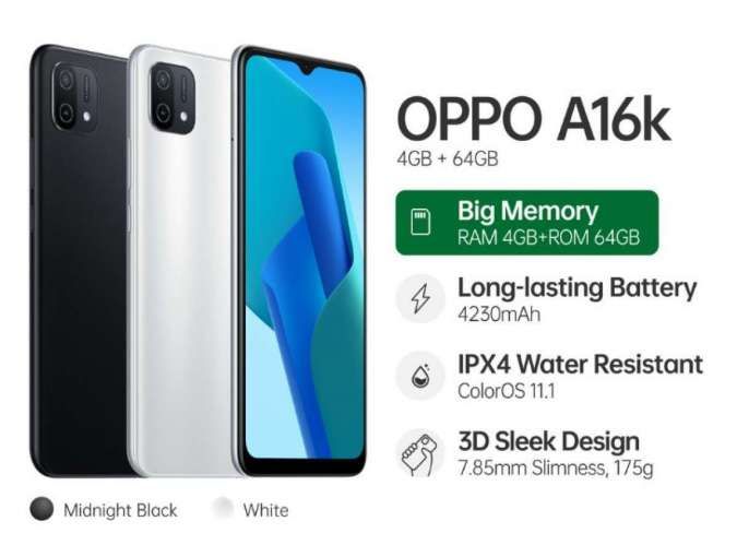 oppo a16k spek