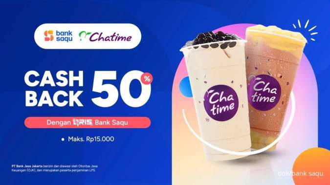 Promo Chatime Cashback 50% Pakai QRIS Bank Saqu Edisi 1-31 Maret 2024