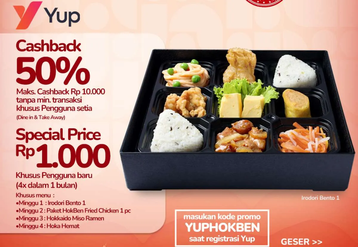 Promo HokBen x Yup Selama November 2025, Makan Enak Menu Pilihan Cuma Rp 1.000