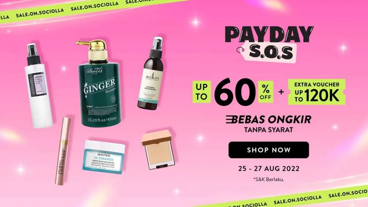 Promo Sociolla Spesial Gajian Diskon sampai 60% Periode 25-27 Agustus 2022