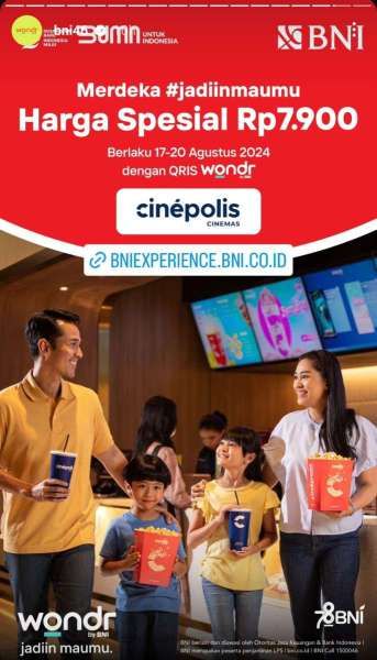 Promo Wondr by BNI di Cinepolis Spesial Kemerdekaan 17-20 Agustus 2024