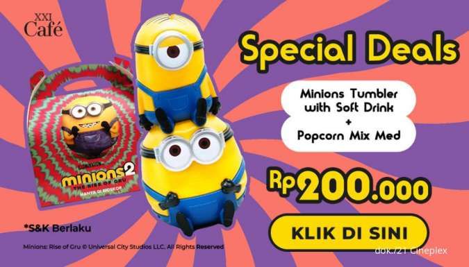 Promo XXI Cafe 23 Juni-31 Juli 2022, Ada Tumbler Minions yang Super Lucu