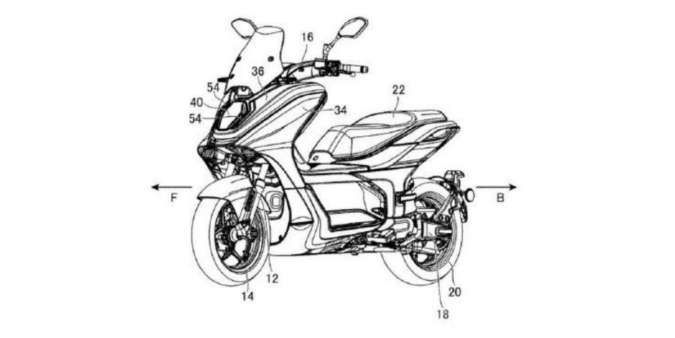 Gambar paten dari skuter listrik Yamaha E01