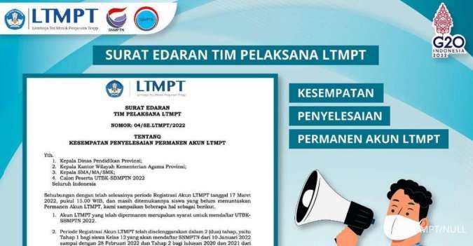 Siswa Bisa Simpan Permanen Akun LTMPT hingga 12 April 2022, Simak Tata Caranya