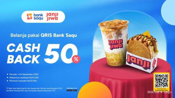 Promo Janji Jiwa x Bank Saqu Cashback 50% Menu Apapun s/d 24 September 2024