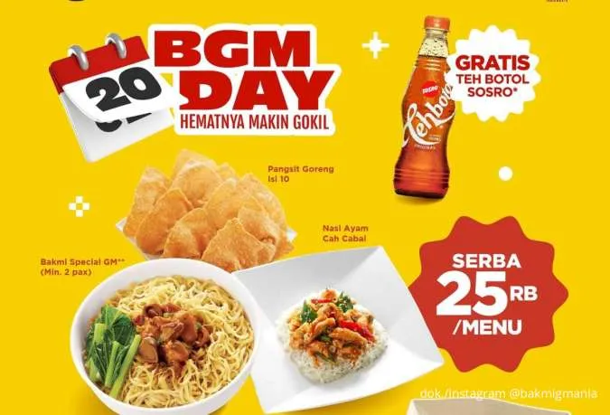 Promo Bakmi GM BGM Day 17–19 Oktober, Menu Mulai Rp 20.000-an Free Teh Botol