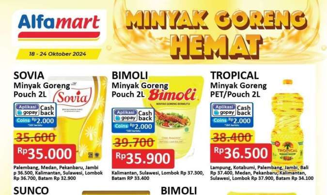 Promo Alfamart 18-24 Oktober 2024, Beli Minyak Goreng Hemat Mulai Sunco sampai Sovia