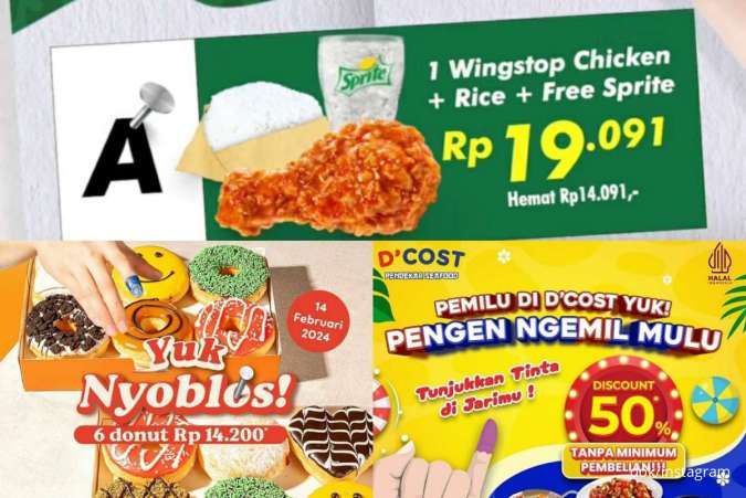 3 Promo Pemilu 2024 di Dunkin, DCost, dan Wingstop, Menu Hemat Serba Rp 19.000