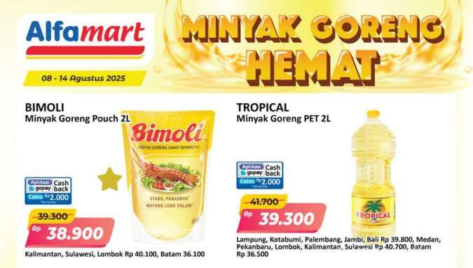 Promo Minyak Goreng Hemat di Alfamart 8-14 Agustus 2025, Bimoli Lebih Murah