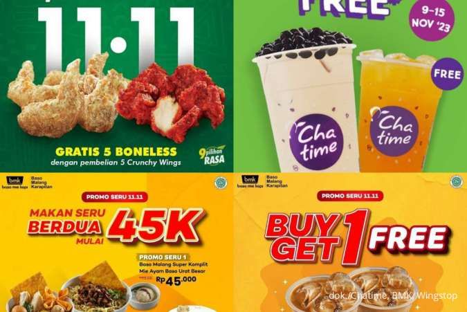 Promo 11.11 di Chatime, Wingstop, hingga BMK Serba Gratis hingga 15 November 2023