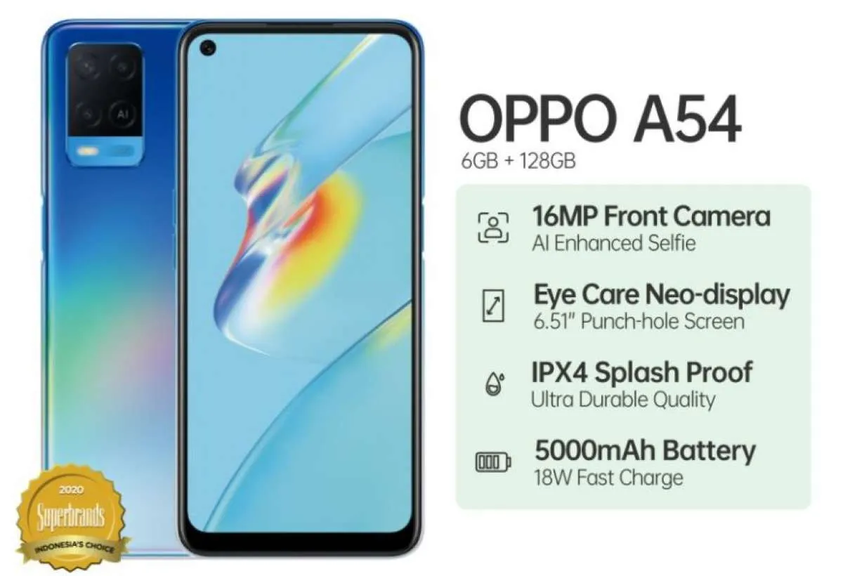 Cek Harga HP OPPO A54 RAM 6 GB Resmi Terbaru, Periode Mei 2023