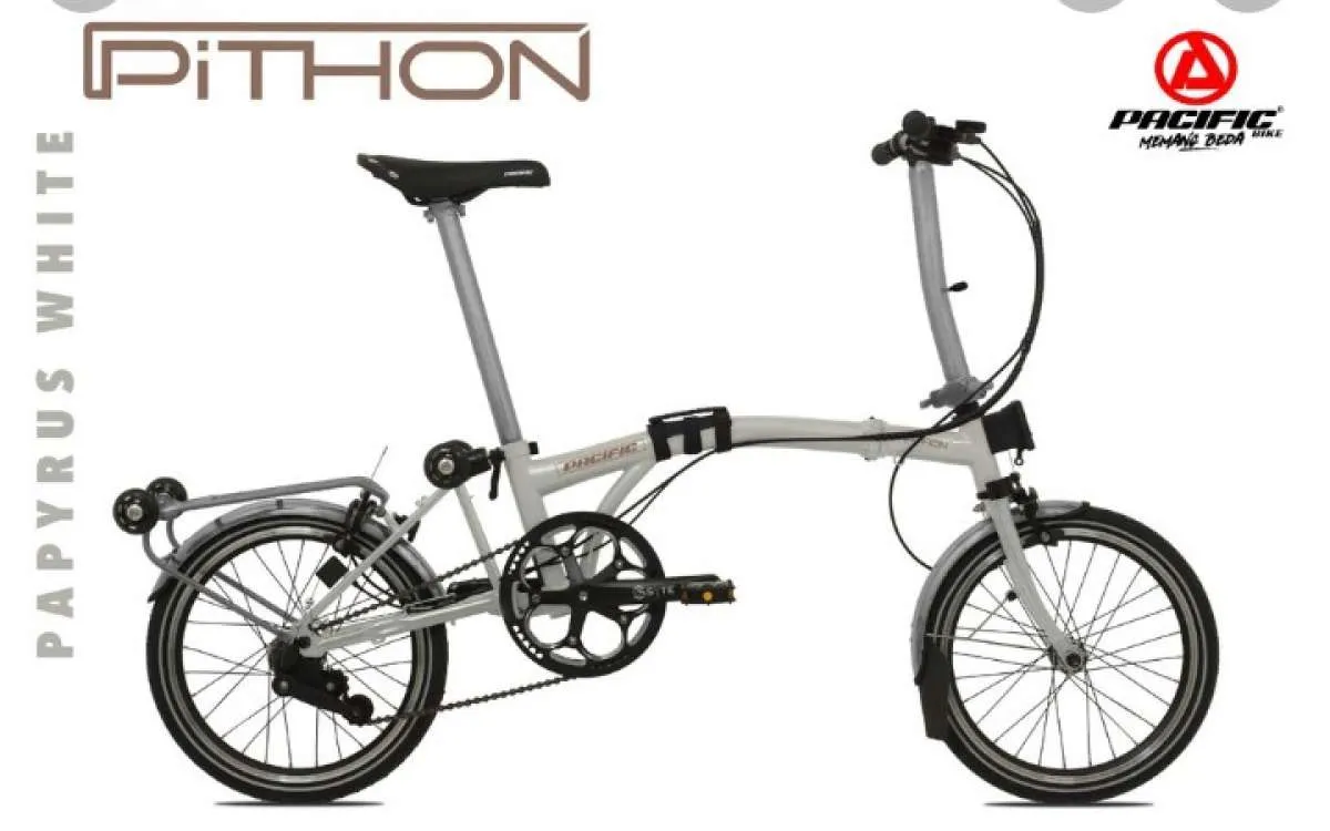 Mode 3 lipatan, harga sepeda lipat Pacific Pithon Sporty Papyrus White terjangkau