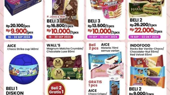 Promo Indomaret Ice Cream Fair September 2024, Es Krim Magnum-Aice Beli 2 Gratis 1