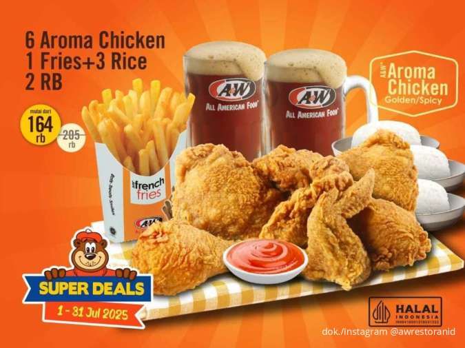 Pas Buat Keluarga! Promo A&W Super Deals Juli 2025, 6 Aroma Chicken Harga Spesial