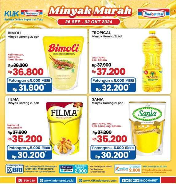 Promo Minyak Goreng Murah di Indomaret 26 September-2 Oktober 2024