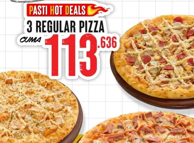  Promo PHD Long Weekend 4-6 September, Paket 3 Regular Pizza Favorit Harga Spesial